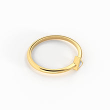 Load image into Gallery viewer, Trillion Diamond Ring with Triangle Diamond / 0.1carat Diamond Ring / Solitaire Stack Ring / Thin Gold Stacking Ring / Promise Ring / Gift - Jalvi & Co.