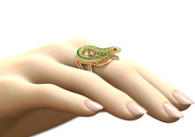 Load image into Gallery viewer, Lizard 14K Gold Diamond Ring / Gecko Emerald Ring / Iguana Ruby Ring/ Animal Gemstone Cocktail Ring - Jalvi &amp; Co.