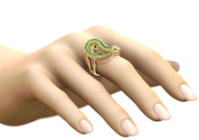 Load image into Gallery viewer, Lizard 14K Gold Diamond Ring / Gecko Emerald Ring / Iguana Ruby Ring/ Animal Gemstone Cocktail Ring - Jalvi & Co.