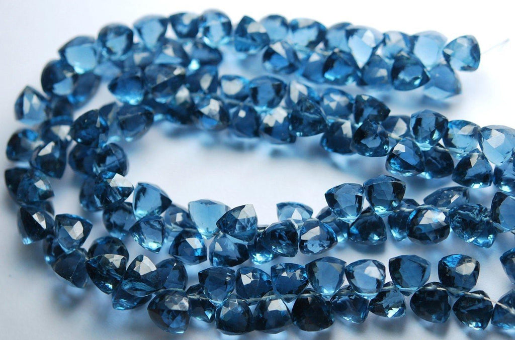 London Blue Quartz Faceted 3D Trillion Gemstone Loose Pair Beads 4pc 8mm - Jalvi & Co.