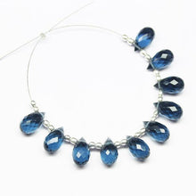 Load image into Gallery viewer, London Blue Topaz Quartz Faceted Tear Drop Briolette Beads 10 beads 10x5mm - Jalvi & Co.