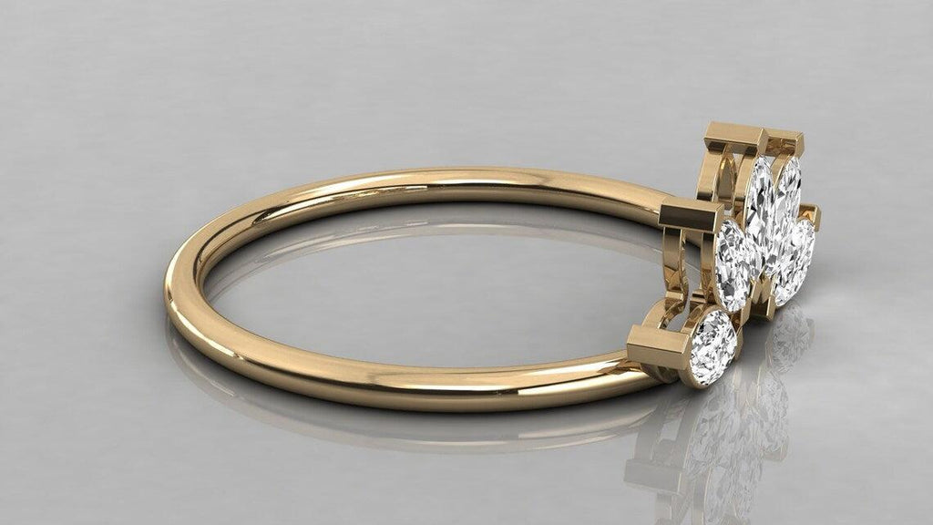 Marquise Diamond Band in 14k Gold / Marquise Diamond Ring / Gold Band White Diamond Ring / Marquise Diamond Wedding Band - Jalvi & Co.