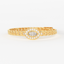 Load image into Gallery viewer, Marquise Diamond Bracelet / Evil Eye Diamond Bracelet 14k Gold / Good Luck Charm Bracelet / Halo Diamond Bracelet / Cuban Chain Diamond Bracelet - Jalvi & Co.