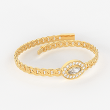 Load image into Gallery viewer, Marquise Diamond Bracelet / Evil Eye Diamond Bracelet 14k Gold / Good Luck Charm Bracelet / Halo Diamond Bracelet / Cuban Chain Diamond Bracelet - Jalvi &amp; Co.