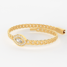 Load image into Gallery viewer, Marquise Diamond Bracelet / Evil Eye Diamond Bracelet 14k Gold / Good Luck Charm Bracelet / Halo Diamond Bracelet / Cuban Chain Diamond Bracelet - Jalvi & Co.