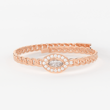 Load image into Gallery viewer, Marquise Diamond Bracelet / Evil Eye Diamond Bracelet 14k Gold / Good Luck Charm Bracelet / Halo Diamond Bracelet / Cuban Chain Diamond Bracelet - Jalvi & Co.