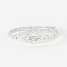 Load image into Gallery viewer, Marquise Diamond Bracelet / Evil Eye Diamond Bracelet 14k Gold / Good Luck Charm Bracelet / Halo Diamond Bracelet / Cuban Chain Diamond Bracelet - Jalvi & Co.