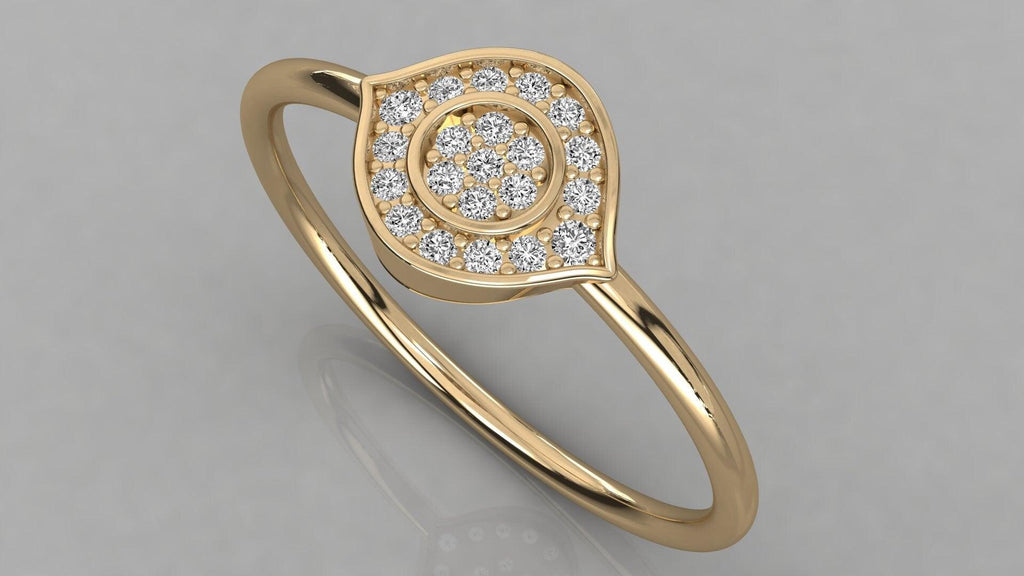 Micro Pave Diamond Ring / Diamond Gold Ring / 14k Solid Gold Wedding Ring / Diamond Engagement Ring - Jalvi & Co.