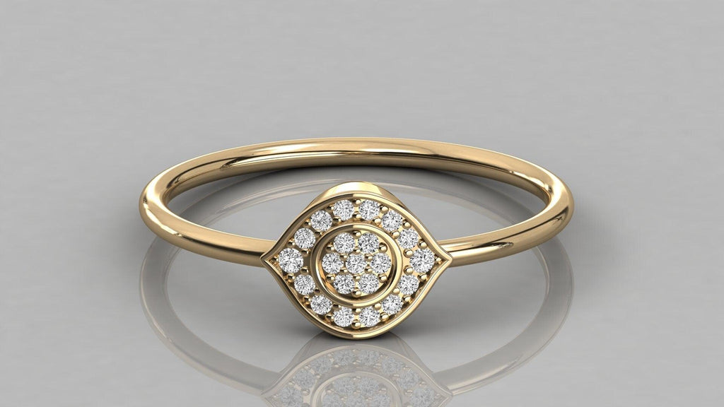 Micro Pave Diamond Ring / Diamond Gold Ring / 14k Solid Gold Wedding Ring / Diamond Engagement Ring - Jalvi & Co.