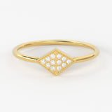 Micro Pave Round Diamond Wedding Band / 14K Gold Unique Round Diamond Ring / Engagement Ring