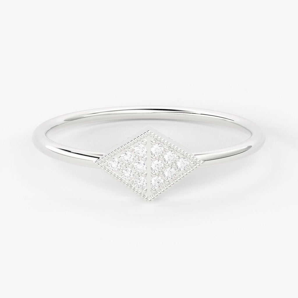 Micro Pave Round Diamond Wedding Band / 14K Gold Unique Round Diamond Ring / Engagement Ring - Jalvi & Co.