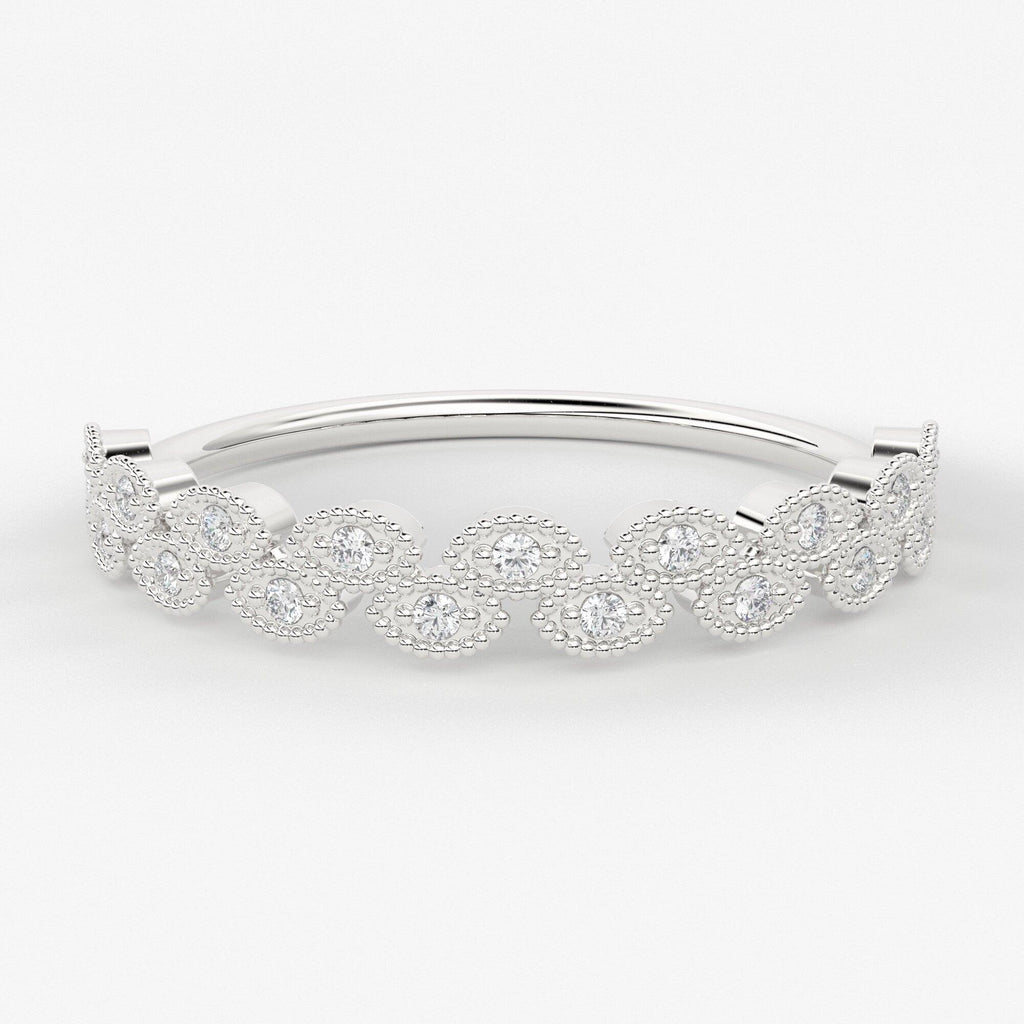 Milgrain Diamond Ring / Marquise Gold Ring / 14k Solid Gold Wedding Ring / Diamond Stackable Ring - Jalvi & Co.
