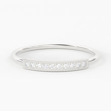 Load image into Gallery viewer, Milgrain Round Diamond in 14k Gold / Diamond Bar Milgrain Ring / Stackable Diamond Ring - Jalvi & Co.