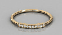 Load image into Gallery viewer, Milgrain Round Diamond in 14k Gold / Diamond Bar Milgrain Ring / Stackable Diamond Ring - Jalvi & Co.