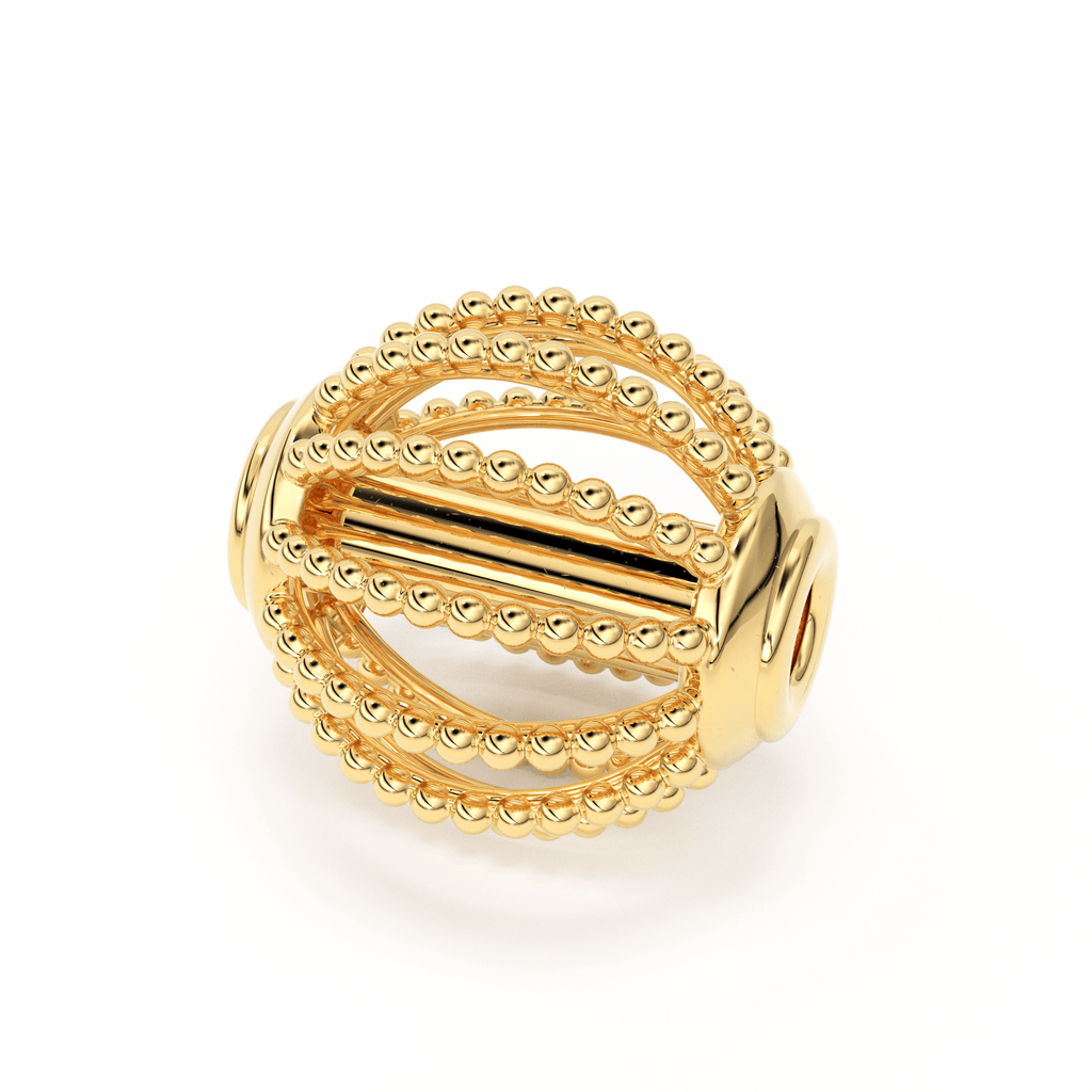 Milgrain Round Solid Gold 14k 18k Designer Handmade Gold Spacer Bead Jewelry Making Supply 5.25mm - Jalvi & Co.