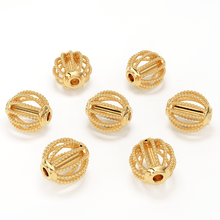 Load image into Gallery viewer, Milgrain Round Solid Gold 14k 18k Designer Handmade Gold Spacer Bead Jewelry Making Supply 5.25mm - Jalvi &amp; Co.