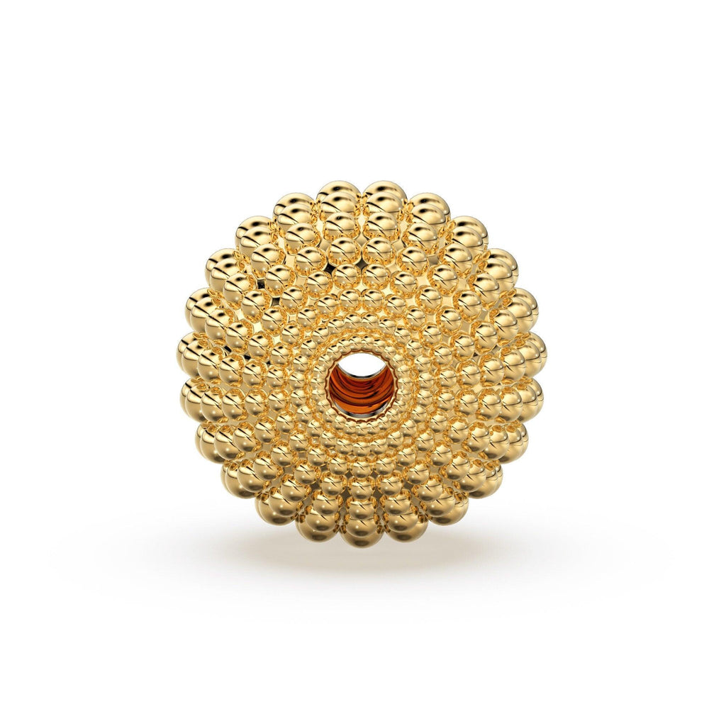 Milgrain Round Solid Gold 14k 18k Spacer Finding Bead, Gold Spacer, Gold Finding, Solid Gold Bead 9mm - Jalvi & Co.