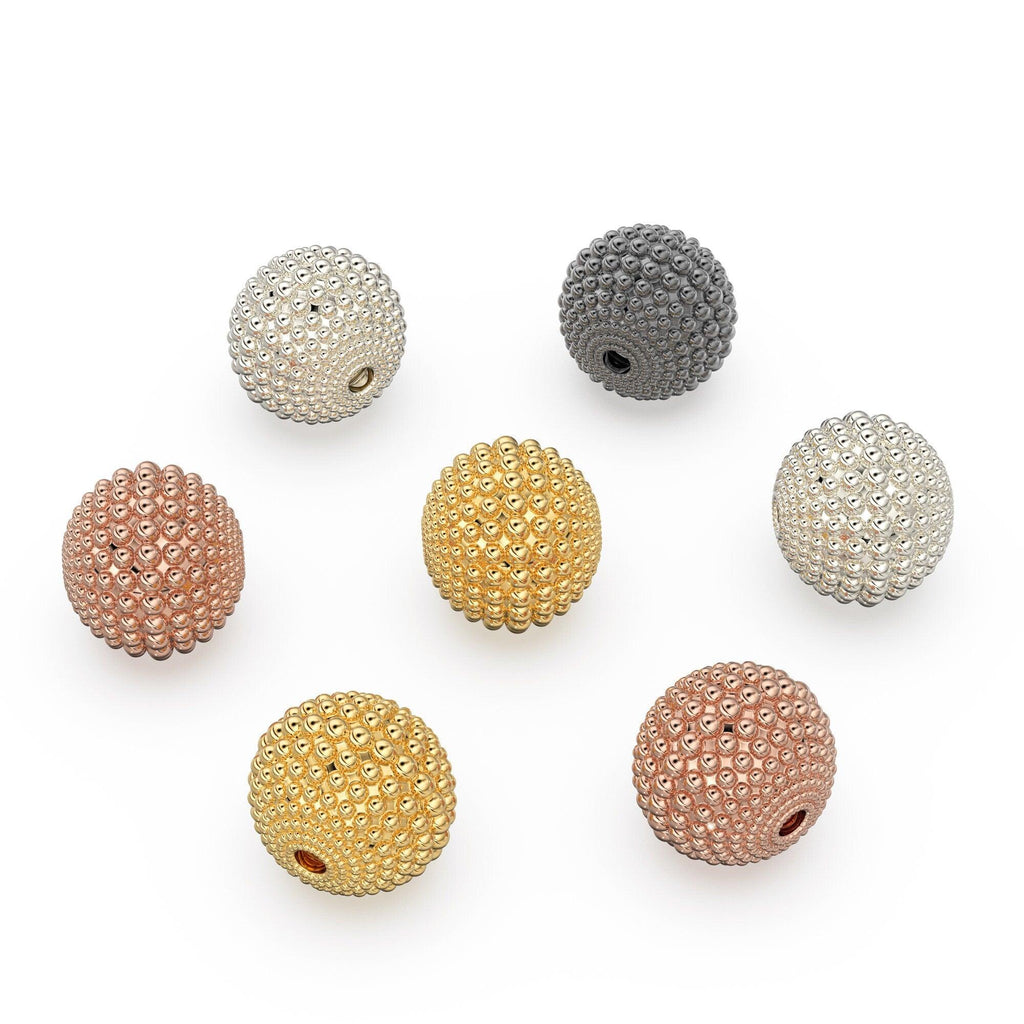 Milgrain Round Solid Gold 14k 18k Spacer Finding Bead, Gold Spacer, Gold Finding, Solid Gold Bead 9mm - Jalvi & Co.