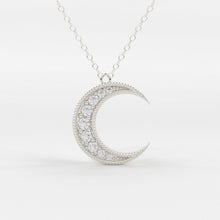Load image into Gallery viewer, Mini Crescent Moon Diamond Necklace in 14k Gold / Double Horn Diamond Necklace / Graduation Gift / Christmas Gift - Jalvi &amp; Co.