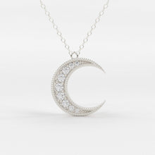 Load image into Gallery viewer, Mini Crescent Moon Diamond Necklace in 14k Gold / Double Horn Diamond Necklace / Graduation Gift / Christmas Gift - Jalvi & Co.