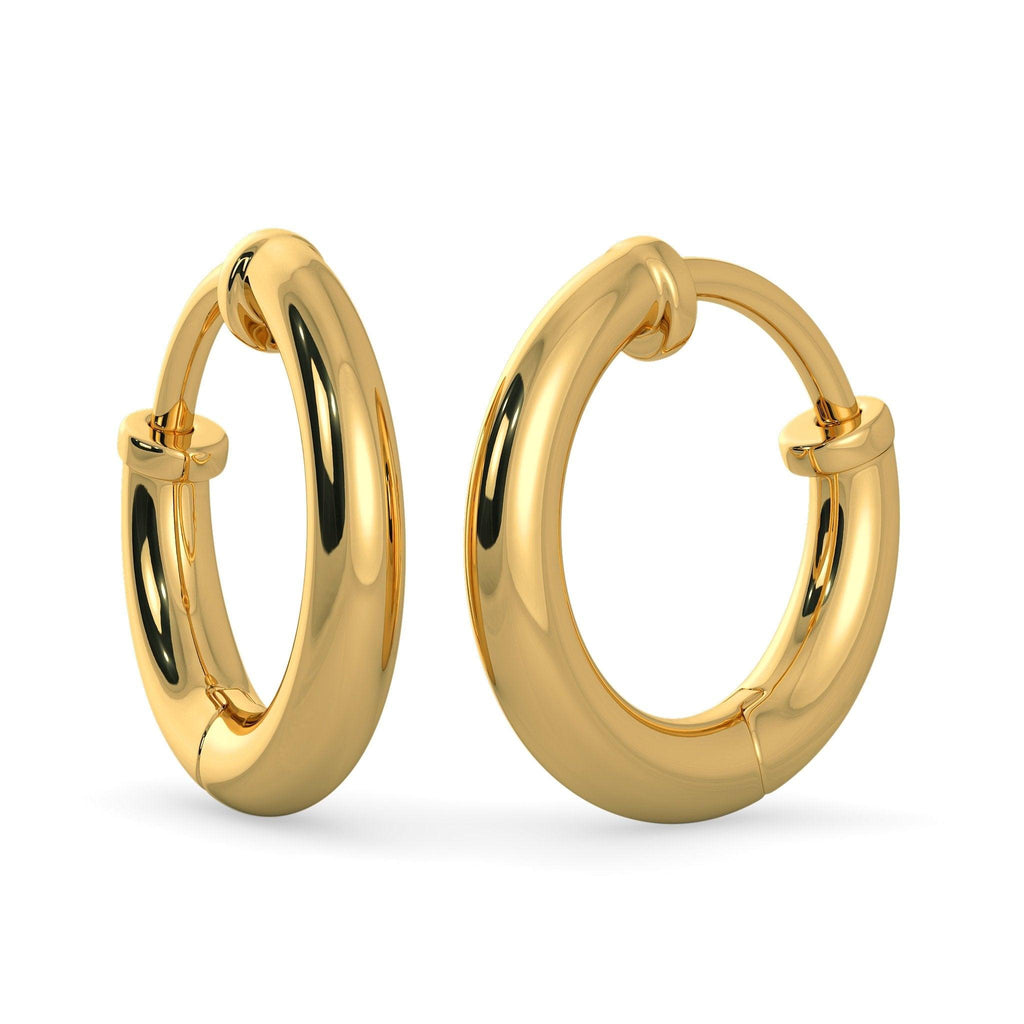 Minimal 18k Solid Yellow Gold Handmade Hoop Earrings, Gold Earrings, Hoop Earrings, Minimal Earrings - Jalvi & Co.