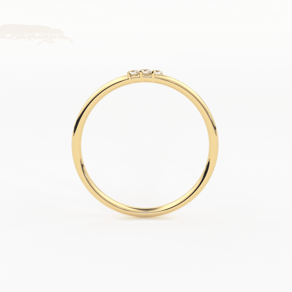 Minimalist Ring 14k Solid Gold / Diamond Ring / 1.5MM Triple Stone Ring / Thin Gold Stacking Rings / Promise Ring / Christmas Gift - Jalvi & Co.