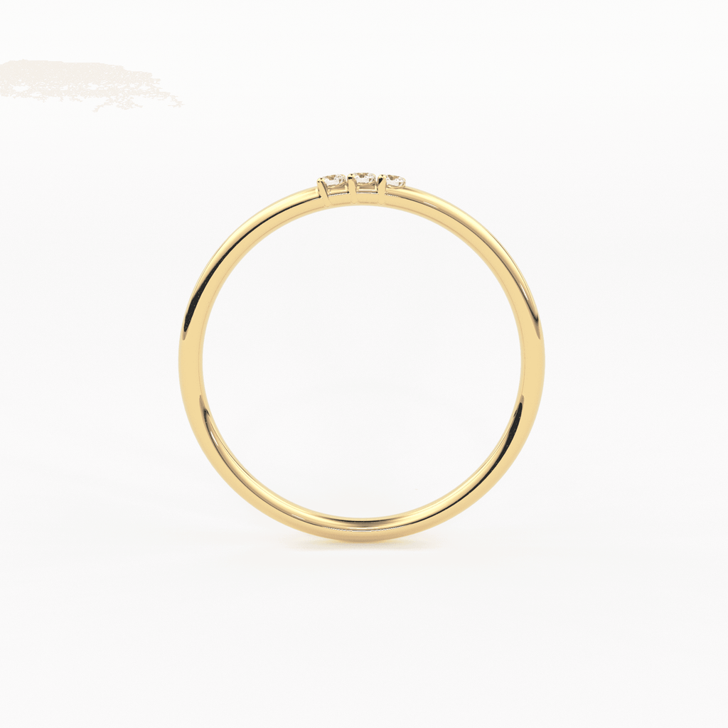 Minimalist Ring 14k Solid Gold / Diamond Ring / 1.5MM Triple Stone Ring / Thin Gold Stacking Rings / Promise Ring / Christmas Gift - Jalvi & Co.