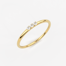 Load image into Gallery viewer, Minimalist Ring 14k Solid Gold / Diamond Ring / 1.5MM Triple Stone Ring / Thin Gold Stacking Rings / Promise Ring / Christmas Gift - Jalvi & Co.