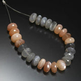 Multi Color Moonstone Faceted Rondelle Gemstone Loose Spacer Beads Strand 4