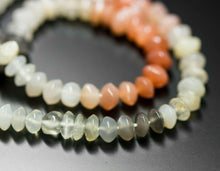 Load image into Gallery viewer, Multi Moonstone Smooth Rondelle Button Gemstone Spacer Beads 6mm 7mm June August - Jalvi &amp; Co.