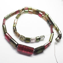 Load image into Gallery viewer, Multi Tourmaline Watermelon Step Cut Long Tube Loose Gemstone Beads 5mm 23mm 18&quot; - Jalvi &amp; Co.