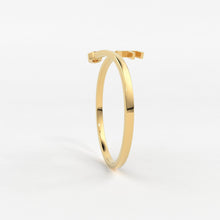 Load image into Gallery viewer, Name Ring/ Personalized Initial Letter Ring Set with Bezel Set Solitaire Diamond Ring in 14k Gold/ Perfect Gift for Mother / Birthstone Ring - Jalvi & Co.