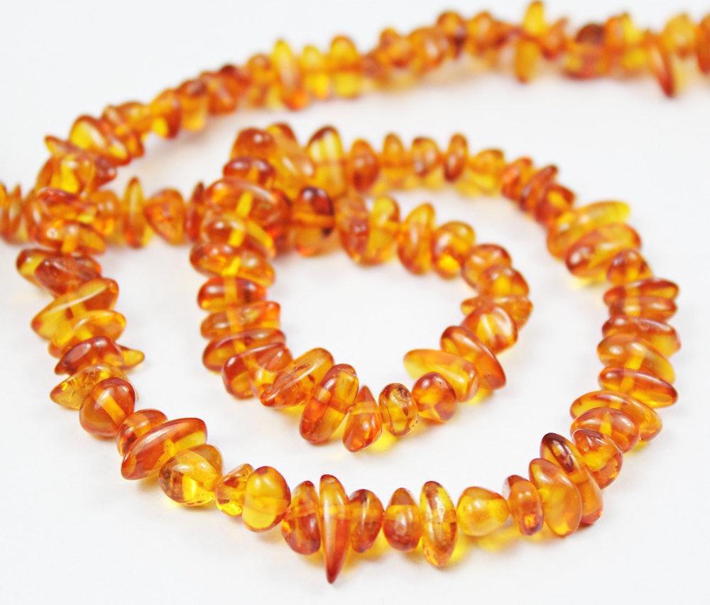 Natural Baltic Poland Amber Smooth Chips Loose Uneven Beads Strand 12" 13mm 6mm - Jalvi & Co.