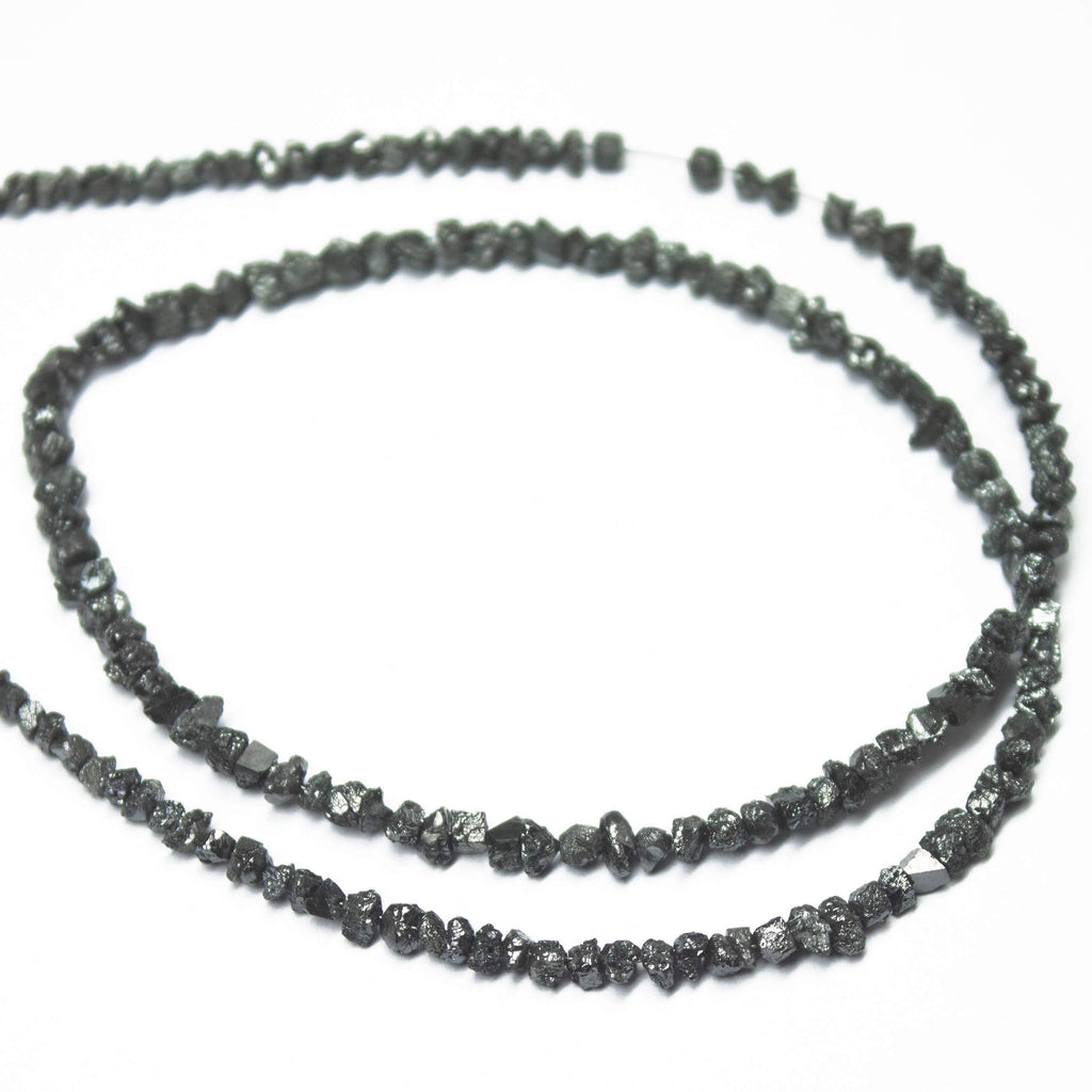 Natural Black Diamond Uncut Rough Loose Gemstone Beads 3mm 3.5mm 15.5" - Jalvi & Co.