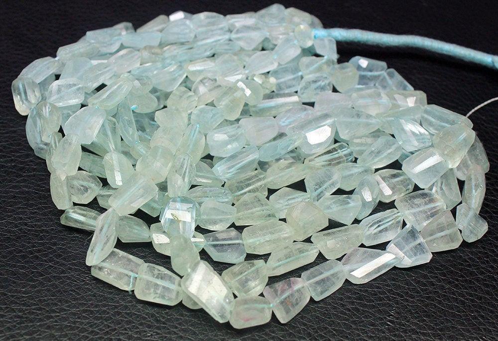 Natural Blue Aquamarine Faceted Nugget Beads 10mm 15mm 10pc - Jalvi & Co.