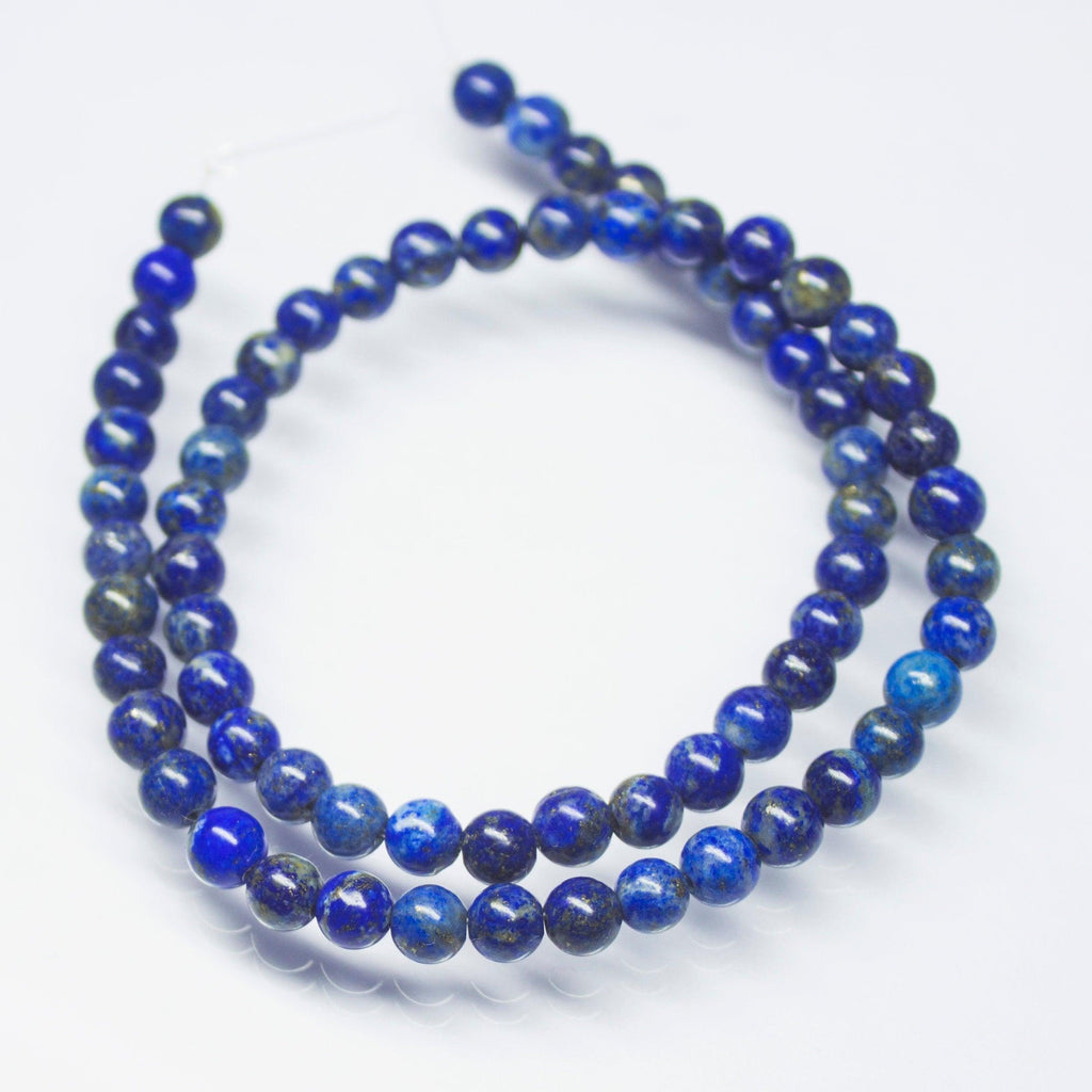 Natural Blue Lapis Lazuli Smooth Round Beads 6mm 15inches - Jalvi & Co.