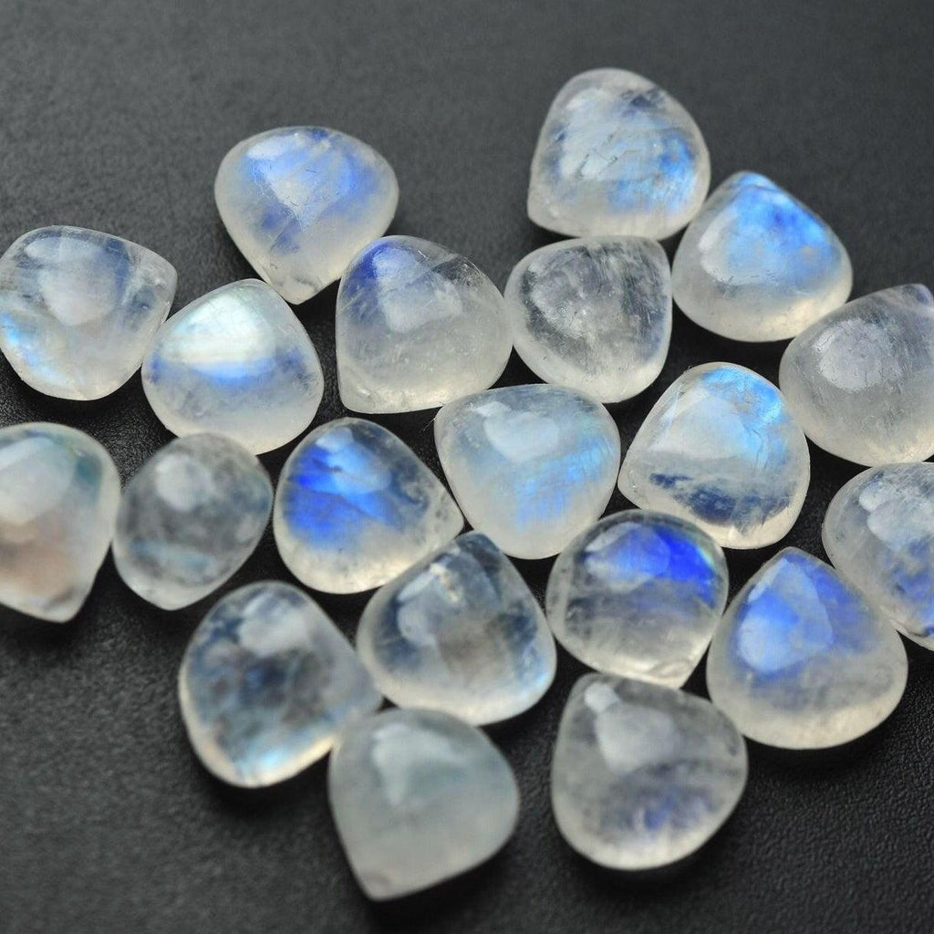 Natural blue Rainbow Moonstone Smooth Heart Drop Beads 9mm 15mm 18pc - Jalvi & Co.