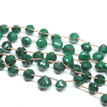 Load image into Gallery viewer, Natural Dyed Green Emerald Faceted Onion Drop Gemstone Loose Bead Strand 7-10mm 9.5&quot; - Jalvi &amp; Co.