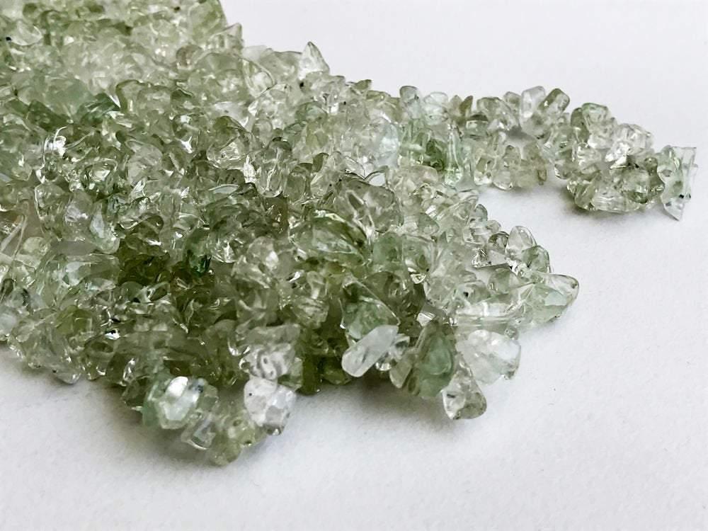Natural Green Amethyst Uncut Chip Loose Gemstone Beads Strand 5mm 10mm 32" - Jalvi & Co.