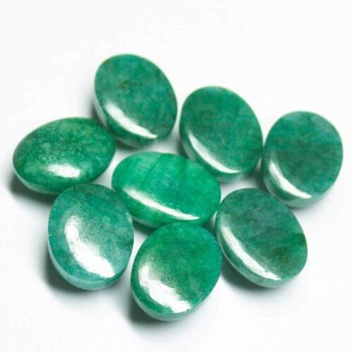 Natural Green Emerald Smooth Oval Cabochon Gemstone Matching pair 20mm x 15mm - Jalvi & Co.