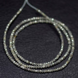 Natural Grey Diamond Micro Faceted Rondelle Sparkling Loose Gemstone Beads 1.28-2mm 15