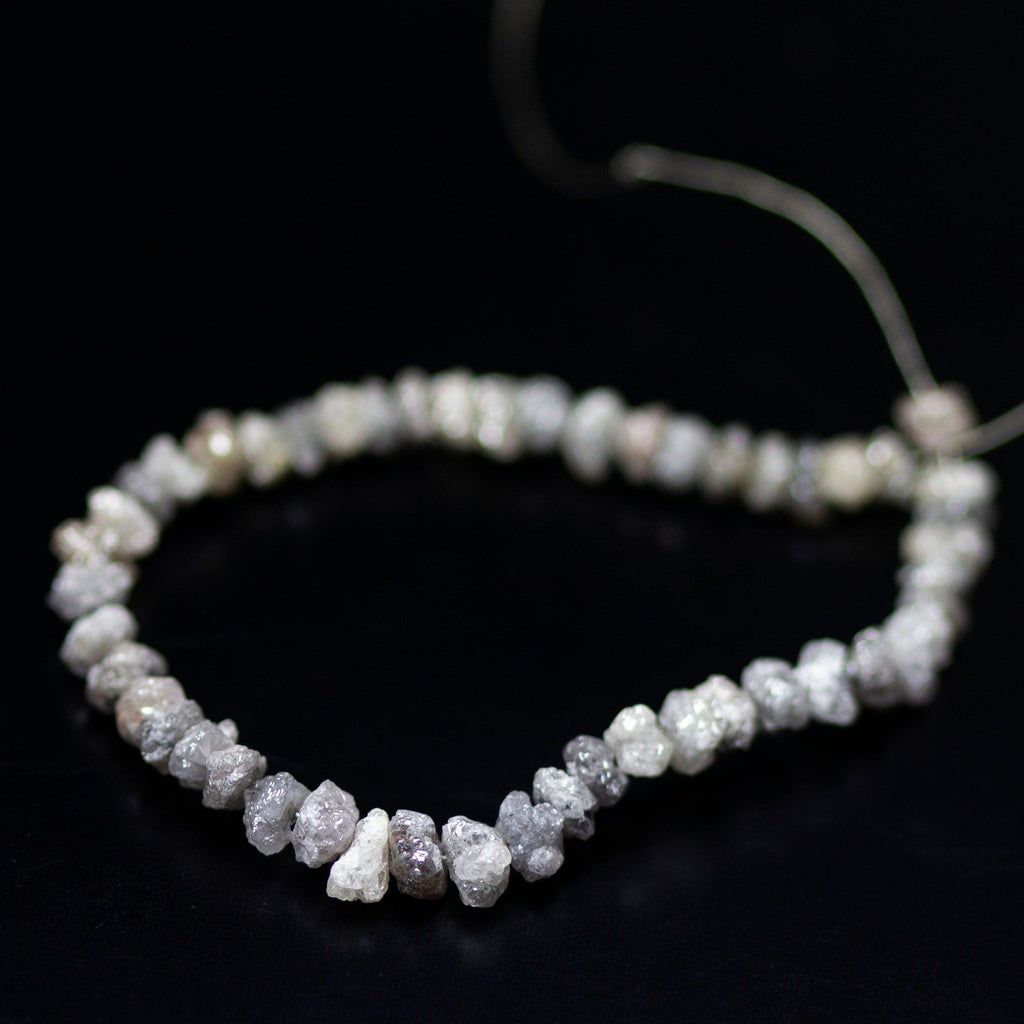 Natural Grey Diamond Uncut Rough Loose Gemstone Beads 3mm 3.5mm 4" - Jalvi & Co.