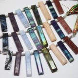 Natural Multi Color Multi Gemstone Faceted Rectangle Long Stick Beads 23mm 32.5mm 8pc