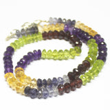 Natural Multi Color Multi Gemstone Faceted Rondelle Beads Necklace 6-6.5mm 14