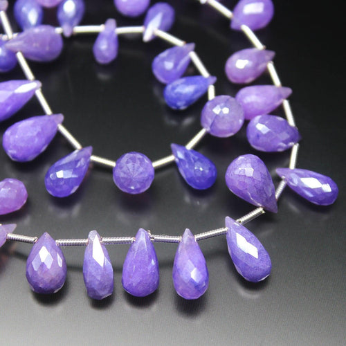 Natural Mystic Purple Quartz Faceted Teardrop Beads 14mm 15mm 8inches - Jalvi & Co.