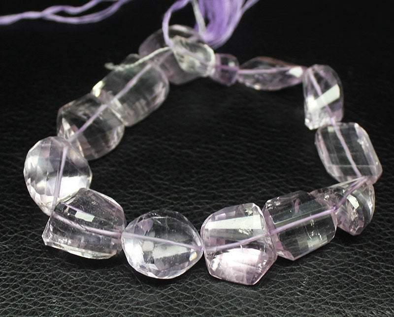 Natural Pink Amethyst Faceted Nugget Tumble Gemstone Beads Strand 12mm 21mm 10" - Jalvi & Co.