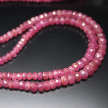 Load image into Gallery viewer, Natural Pink Sapphire Faceted Rondelle Gemstone Loose Beads Strand 3mm 4mm 4" - Jalvi & Co.