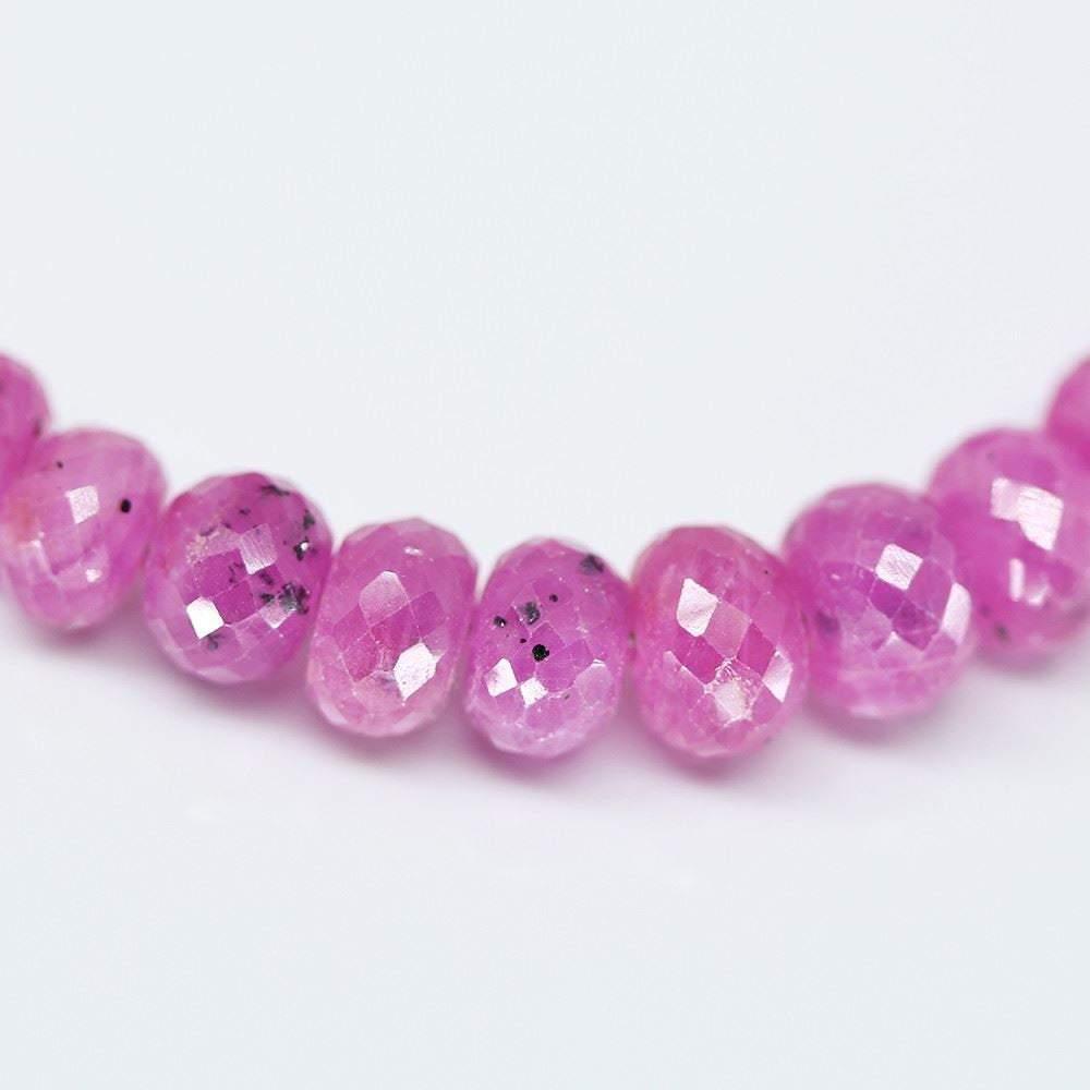 Natural Pink Sapphire Faceted Rondelle Loose Gemstone Beads Strand 4" 5mm 7mm - Jalvi & Co.