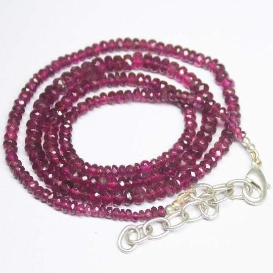Natural Pink Tourmaline Faceted Rondelle Beads Necklace 3mm 4mm 21inches - Jalvi & Co.