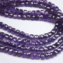 Load image into Gallery viewer, Natural Purple Amethyst Faceted Box Cube Gemstone Loose Beads Strand 8" 5.5mm - Jalvi & Co.